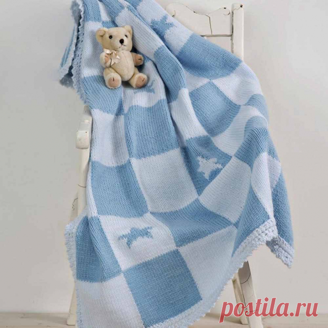 Blue Knitted Baby Blanket - Knitting Ideas And Tools