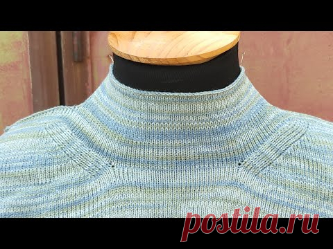 Цельновязаный воротник стойка с декоративными полосками на любой вязальной машине