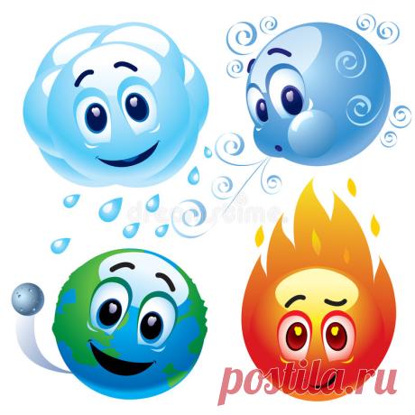Natuurlijk Elementenwater, Wind, Aarde En Brand Vector Illustratie - Afbeelding: 8219359