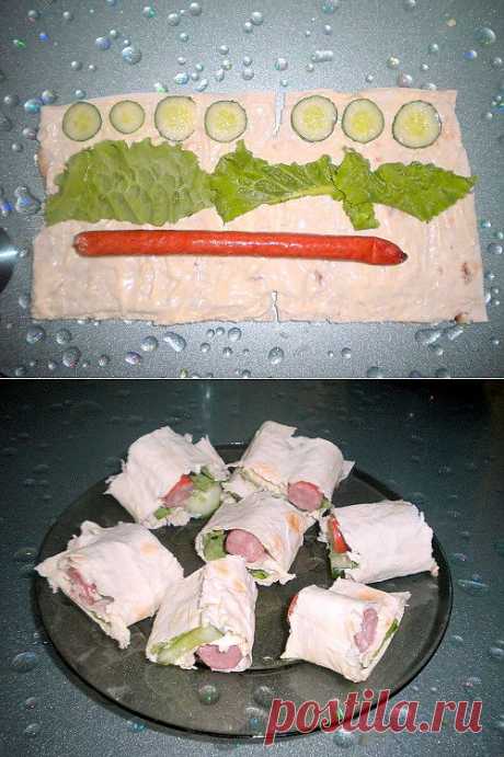 Охотничьи рулетики от маленького шеф-повара! Фото. Вкусные рулетики с охотничьей колбаской и зеленью в лаваше