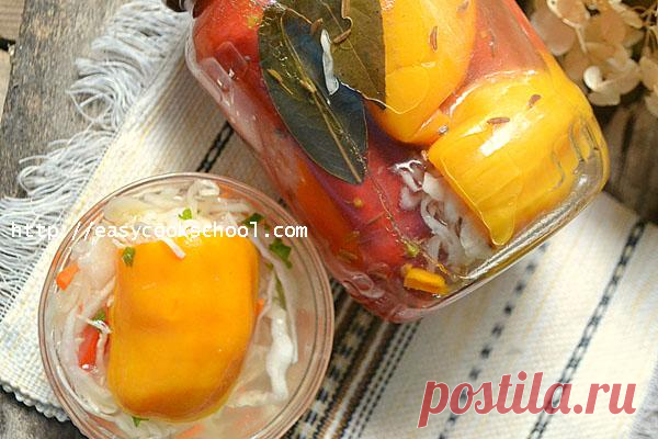 Перец фаршированный капустой и морковью на зиму | Легкие рецепты