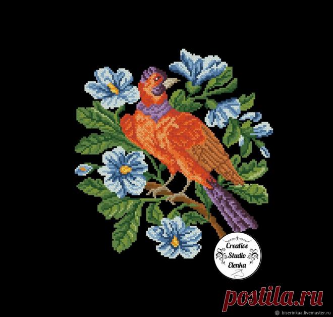 Старинная схема вышивки крестом Голубые цветы – купить на Ярмарке Мастеров – QY05QRU | Схемы для вышивки, Таганрог