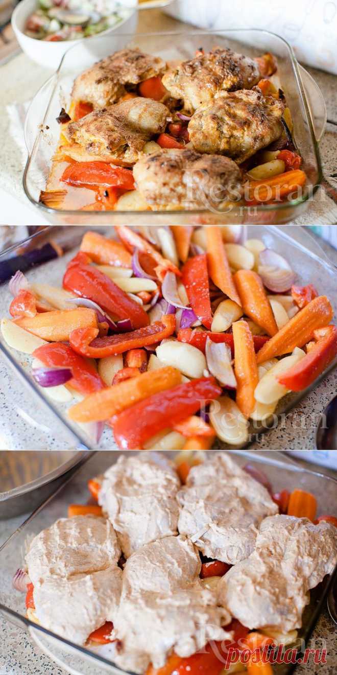 Рецепт: Курица запеченная с овощами