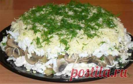 Салат с курицей и шампиньонами - рецепт с фото / Простые рецепты