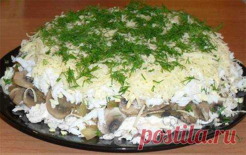 Салат с курицей и шампиньонами - рецепт с фото / Простые рецепты