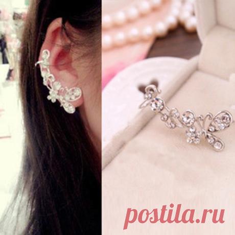earring boutique Picture - More Detailed Picture about New Fashion Lovely Vintage 1Pc Butterfly Flower Rhinestone Crystal Ear Cuff Earring Wrap Clip Ear Stud Picture in Clip Earrings from Momo's Fashion | Aliexpress.com | Alibaba Group