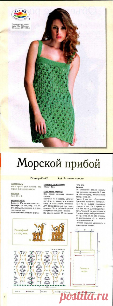 Ажурная туника на лето | Вязание крючком и спицами