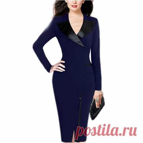 Lefox Women's Vintage Black Collar Business Party Pencil Dress(RT04) at Amazon Women’s Clothing store: