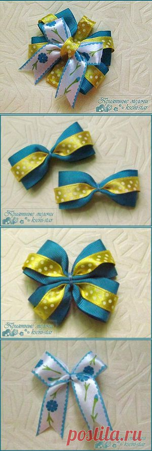 Бант из атласных и репсовых лент - Ярмарка Мастеров - ручная работа, handmade