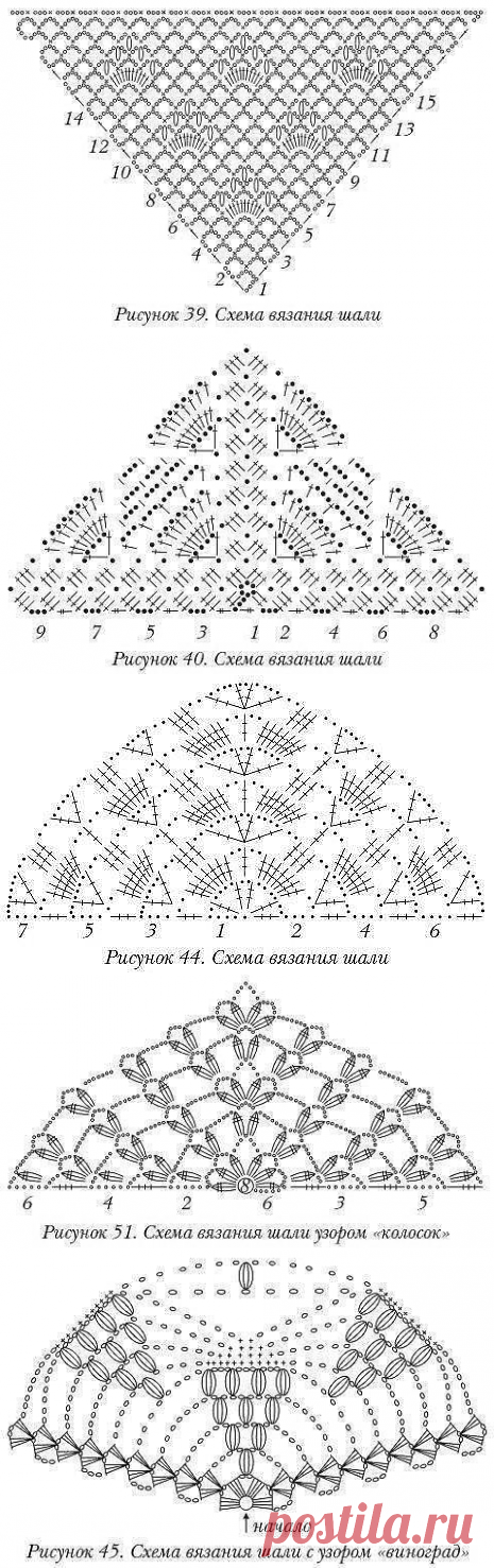 (49) ОдноклассникиСхемы вязания шалей крючком