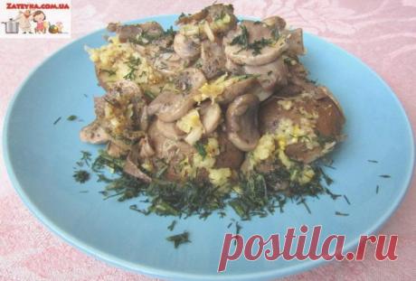 Картошка с грибами и чесноком в духовке (постный рецепт)