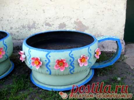 Клумба из старых покрышек