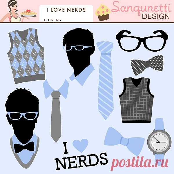 Illustrations & Cliparts - I love Nerds - MYGRAFICO - DIGITAL ARTS AND CRAFTS STORE