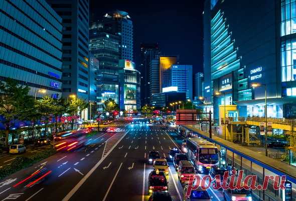 Wallpaper Osaka, Japan, city, traffic, skyscrapers, lights, night desktop wallpaper » World » GoodWP.com