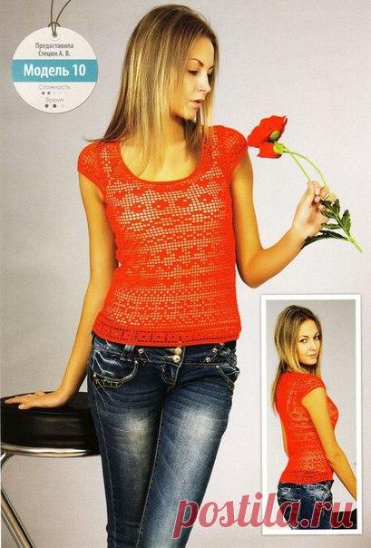 Идея. Красная филейная кофточка 
#идея #кофточка