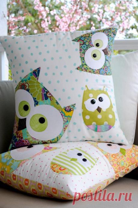 A Family of Owls Applique | Cojines - Pillow 2