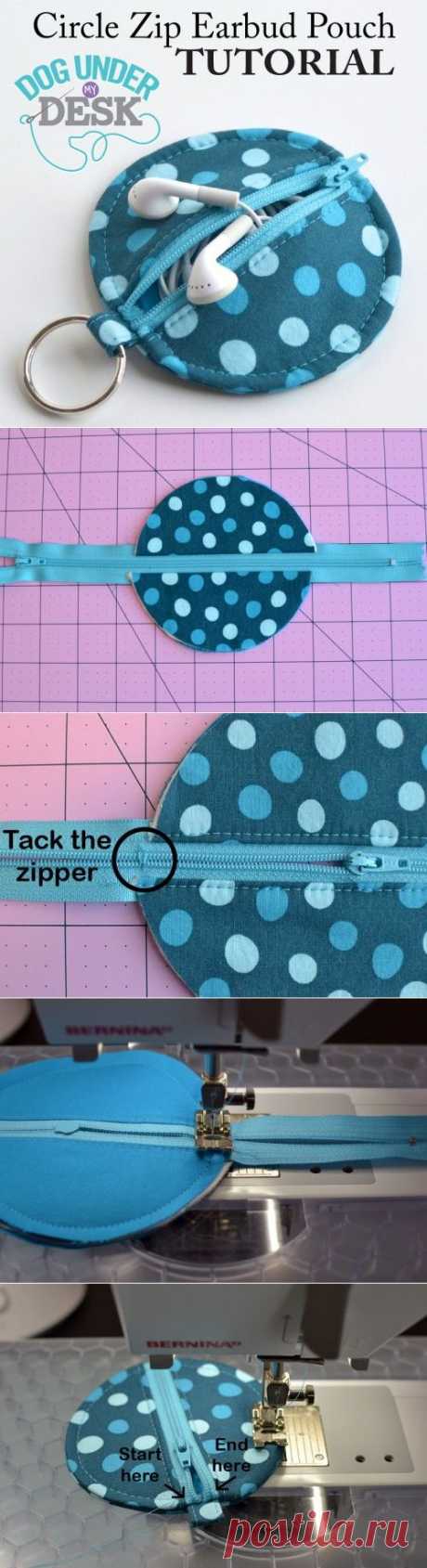 Circle Zip Earbud Pouch Tutorial - Dog Under My Desk