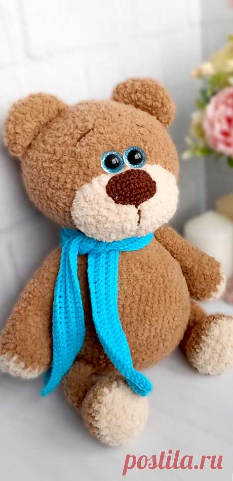 PDF Плюшевый Медвежонок крючком. FREE crochet pattern; Аmigurumi animal patterns. Амигуруми схемы и описания на русском. Вязаные игрушки и поделки своими руками #amimore - плюшевый мишка, большой медведь из плюшевой пряжи, медвежонок.