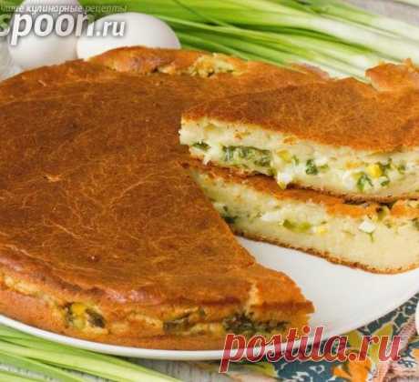Ленивый заливной пирог с зелёным луком и яйцом, вкуснотище!!!