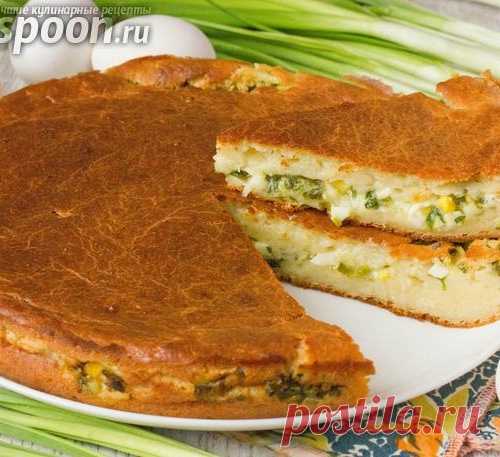 Ленивый заливной пирог с зелёным луком и яйцом, вкуснотище!!!