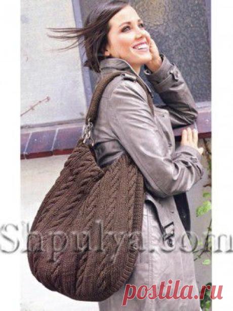 Сумка с узором из кос, вязаная спицами — Шпуля - сайт о вязании