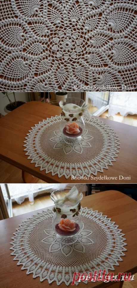 Большая салфетка крючком с ананасовыми мотивами