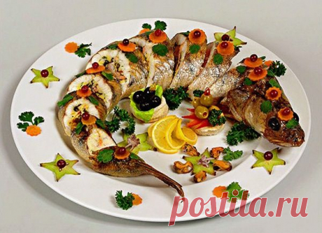 Как готовится стерлядь, фаршированная овощами и шампиньонами