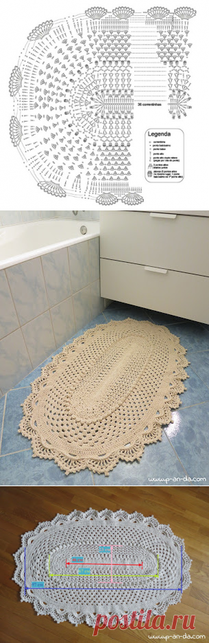 P-an-da Вяжу, шью, валяю - вытворяю!: Овальный ковер связанный крючком СХЕМА