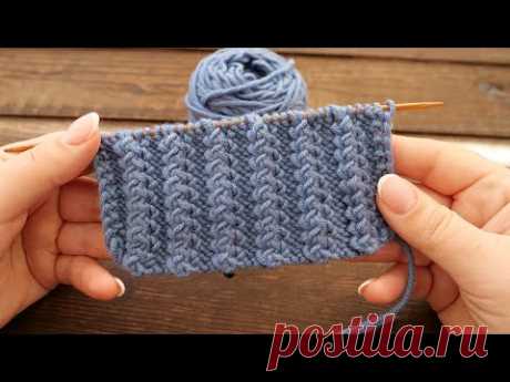 Супер рельефная резинка спицами ⛓ Super knited rib pattern