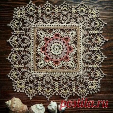 Красивая разноцветная салфетка - схема вязания и видео | Tvorlen | Яндекс Дзен