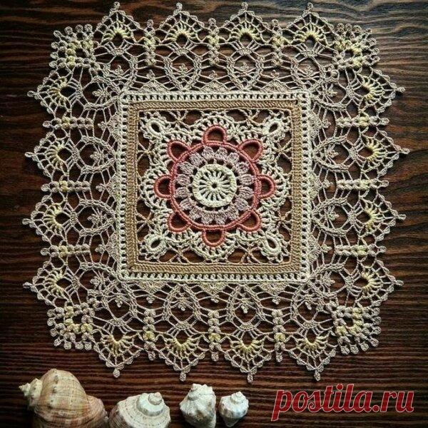 Красивая разноцветная салфетка - схема вязания и видео | Tvorlen | Яндекс Дзен