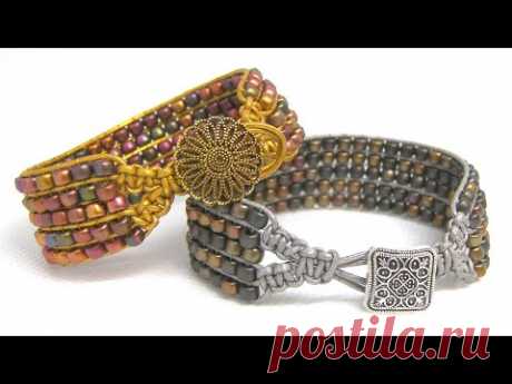 Tutorial Pulsera Mokiba - Bisuteria con Matubo y Nudos de macrame con telar de Abalorios