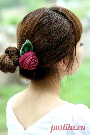 Изящная роза из ленты для декора украшений. | Самоделкино