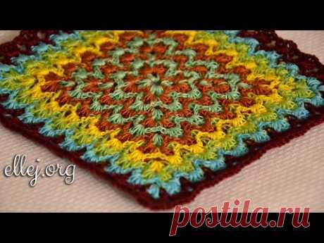 Вязание крючком • Барджелло Узор для Пледа • Bargello Crochet block.
