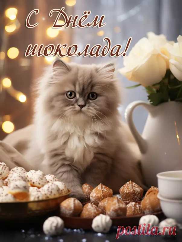 Пусть в день Международный шоколада
Тебя волшебник отведет
В страну, где радость и услада,
Где шоколад рекой течет.