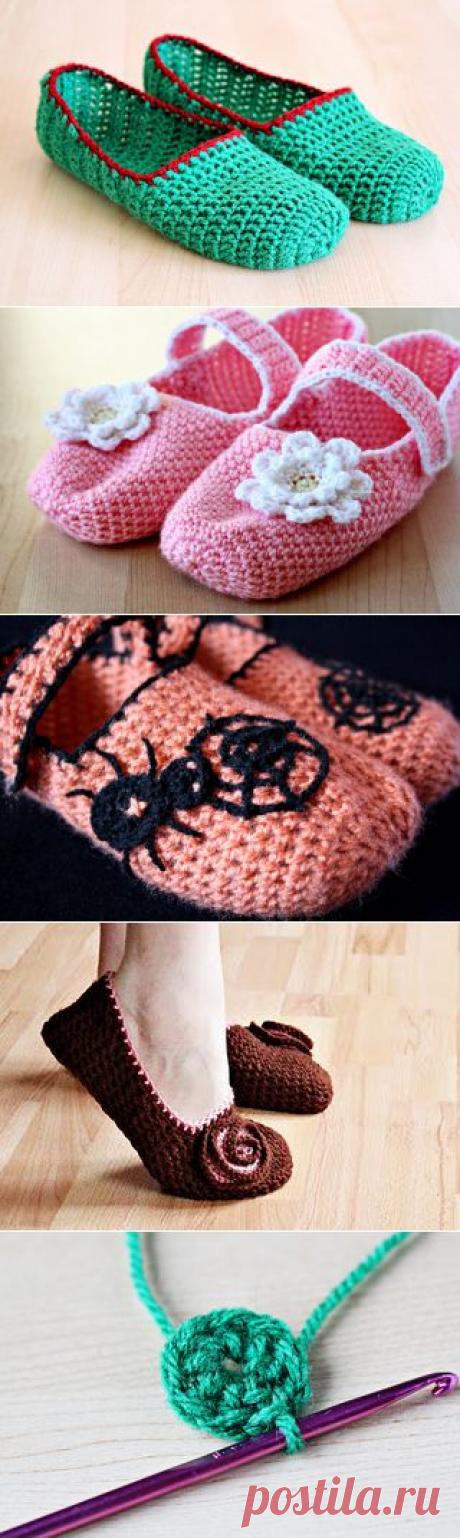 Вяжем крючком тапочки. Мастер класс