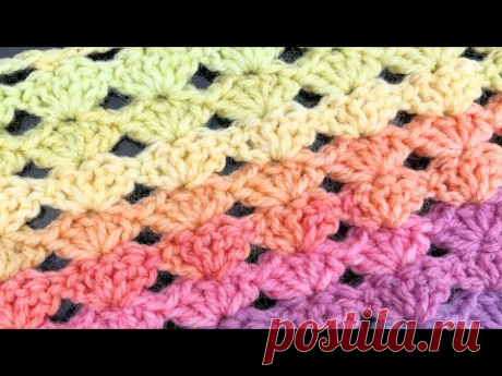 EASY Crochet Baby Blanket for Beginners - Stacked Shells  *One Row Repeat*