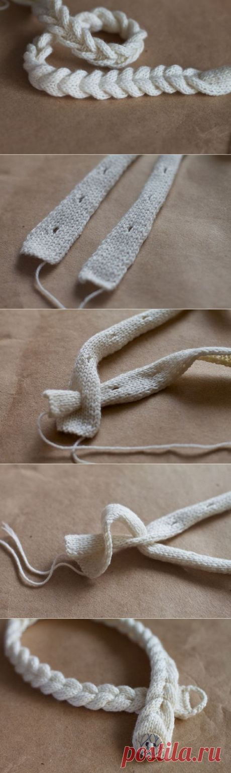 Интересный способ вязаной косички
