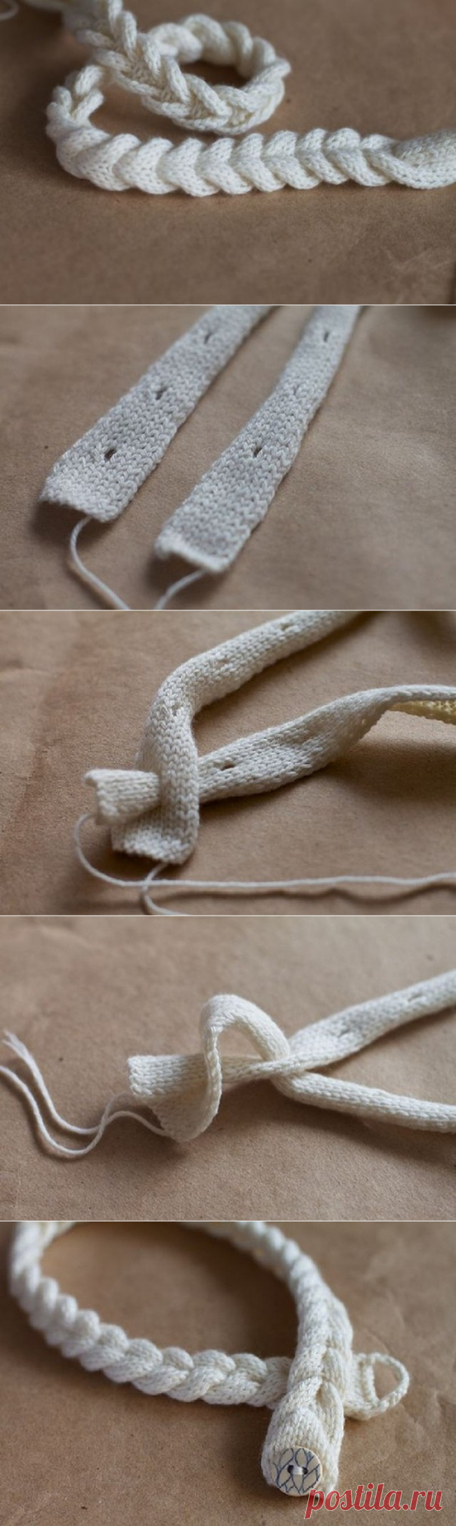 Интересный способ вязаной косички
