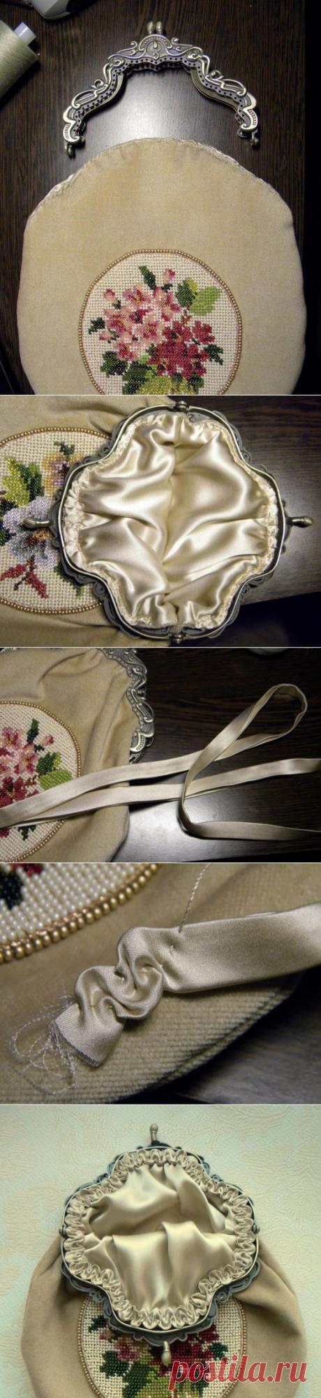 Как вшить сумочку в фермуар. МК