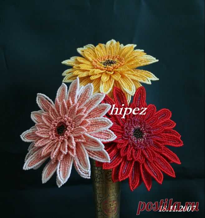 Роскошные герберы из бисера — Делаем руками