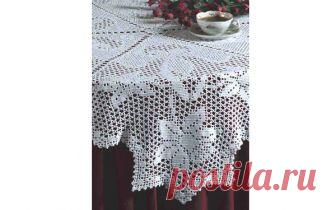 Цветочная филейная скатерть Цветочная филейная скатерть. Схема