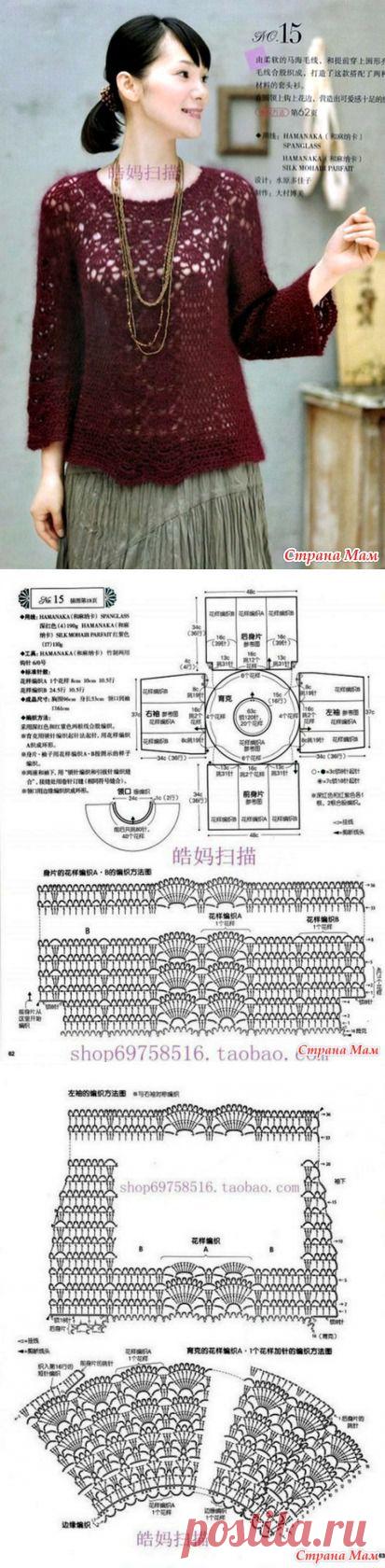 Теплый пуловер из мохера крючком. - ВЯЗАНАЯ МОДА+ ДЛЯ НЕМОДЕЛЬНЫХ ДАМ - Страна Мам