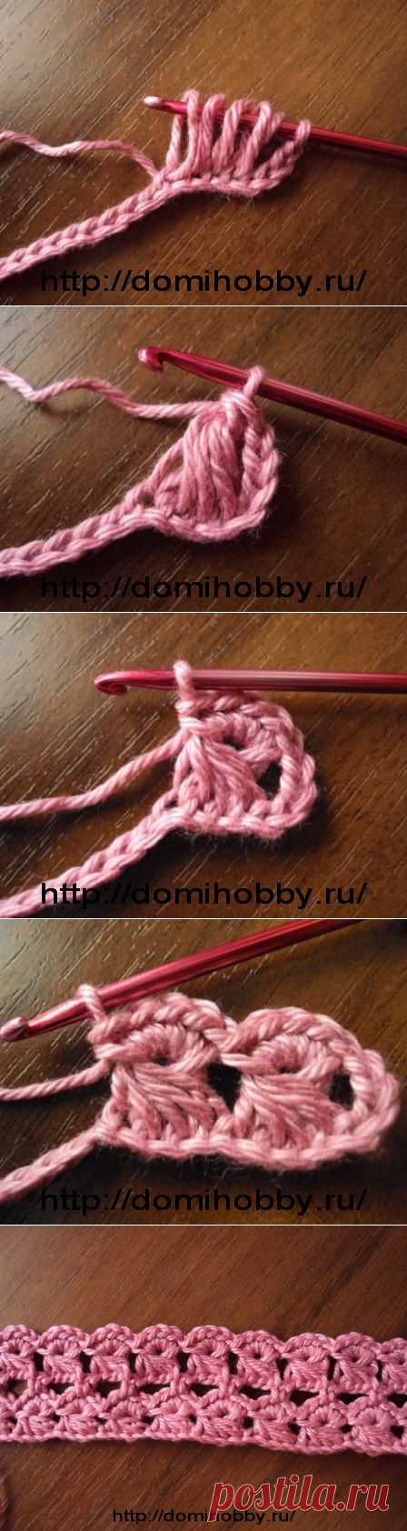 Вытянутые петли с обвязкой петли "брумстик"