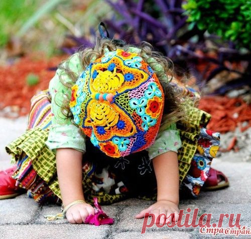 Яркий беретик от Yollka с бабочкой. Схемы + МК