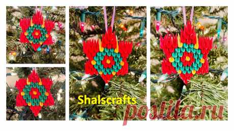 3D Origami Star Ornament. Christmas Tree ornament. 3D paper star. Origami Star. 3D Star tutorial. 
Home decoration for Holidays. Christmas Decorations, Christmas Crafts, Handmade Holiday Crafts