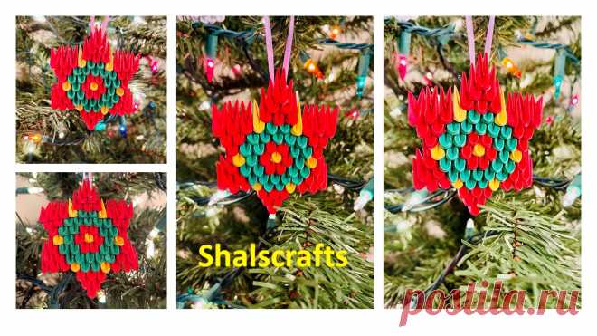 3D Origami Star Ornament. Christmas Tree ornament. 3D paper star. Origami Star. 3D Star tutorial. 
Home decoration for Holidays. Christmas Decorations, Christmas Crafts, Handmade Holiday Crafts