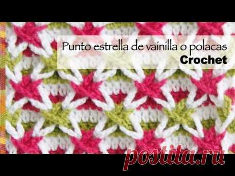 Punto con estrellas de vainillas de colores o estrella polaca tejido a crochet (¡incluye diagramas!)