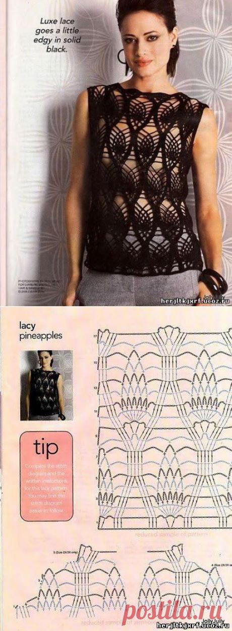 Вязаный крючком ажурный топ - кофточки.майки топы. - вязание крючком для женщин. - Каталог файлов - вязание-это модно.
