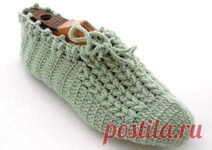 Тапочки-туфельки крючком